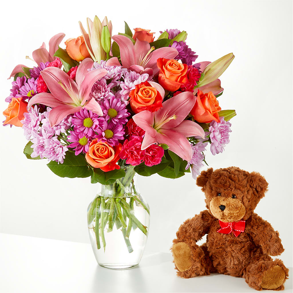 One and Only Bouquet and Bear Bundle – Flowers By Sue, Bullard TX