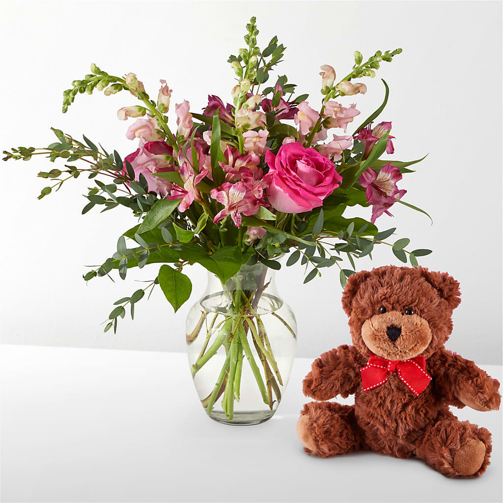 Happily Ever After Bouquet & Bear Set – Flowers By Sue, Bullard TX