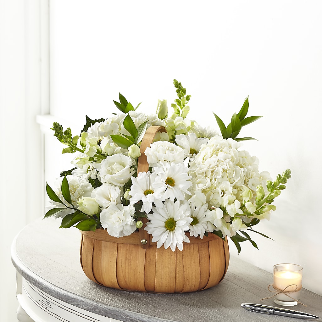 Pure Ivory Basket – Flowers By Sue, Bullard TX