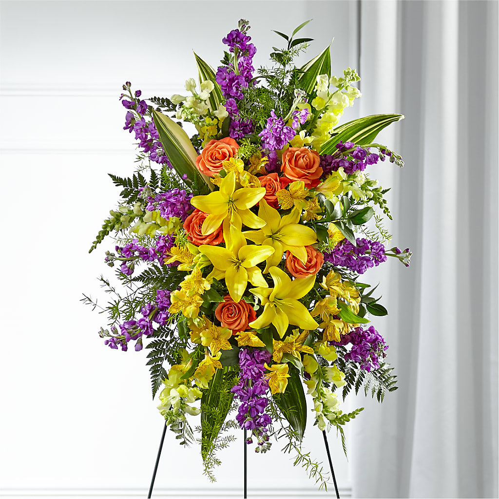 Thoughtful Prayers Standing Spray – Flowers By Sue, Bullard TX