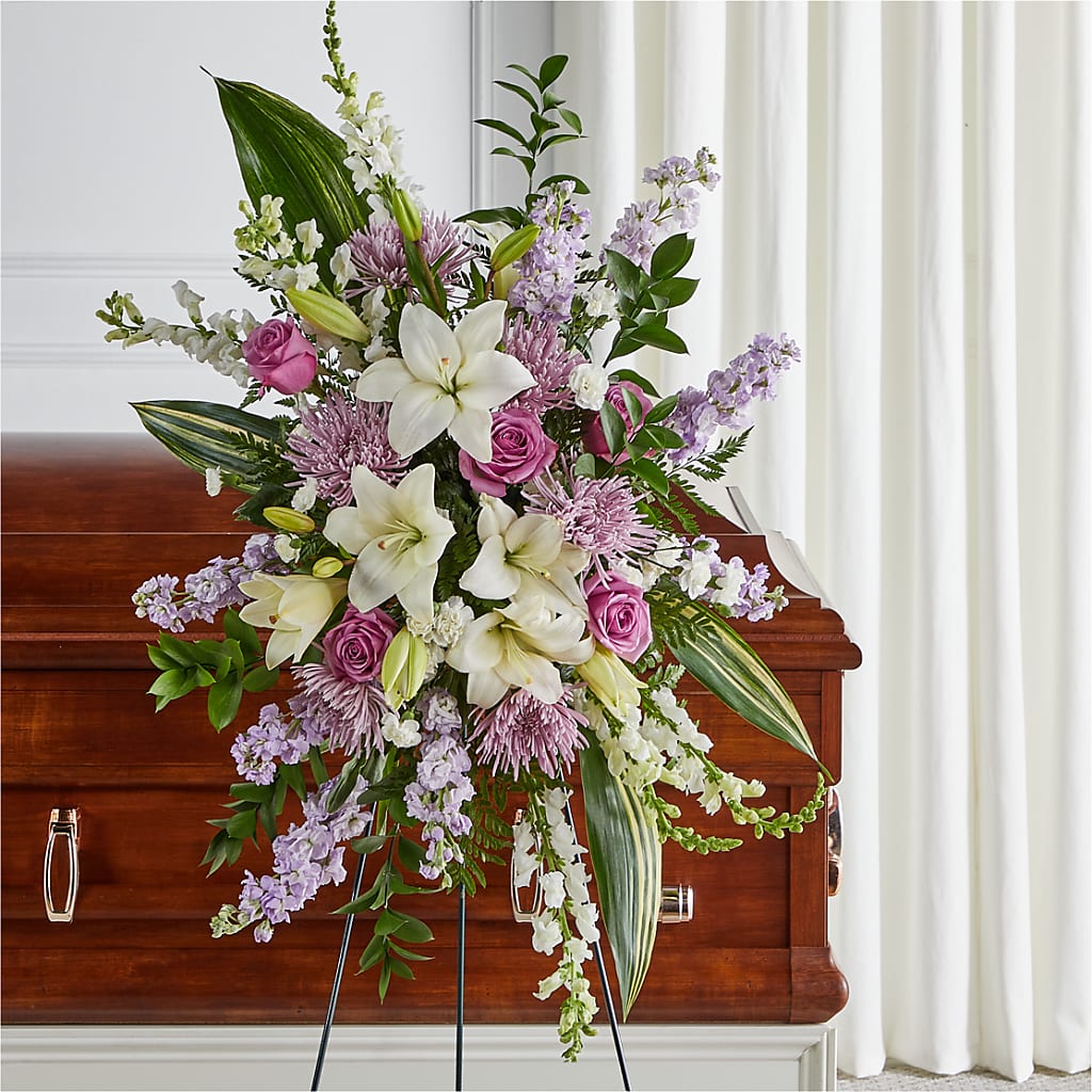 Grateful Hearts Standing Spray – Flowers By Sue, Bullard TX