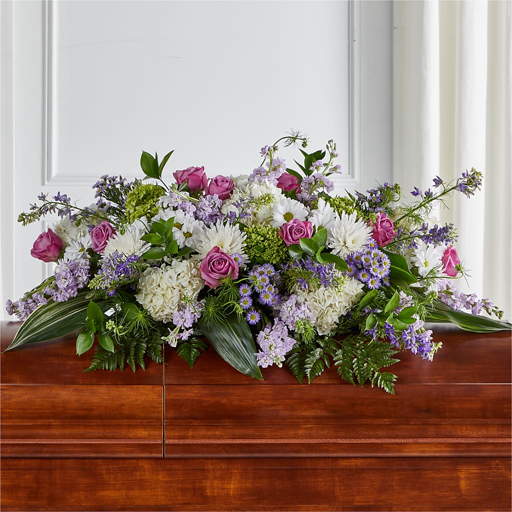 Meadows of Serenity Casket Spray – Flowers By Sue, Bullard TX