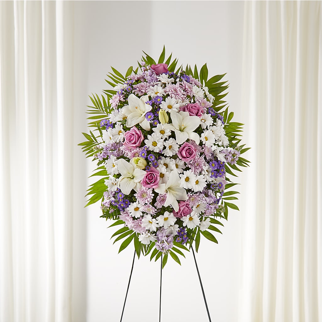 Surrounded by Love Standing Spray – Flowers By Sue, Bullard TX