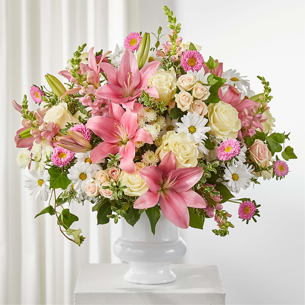 Empathetic Blooms Urn Arrangement – Flowers By Sue, Bullard TX