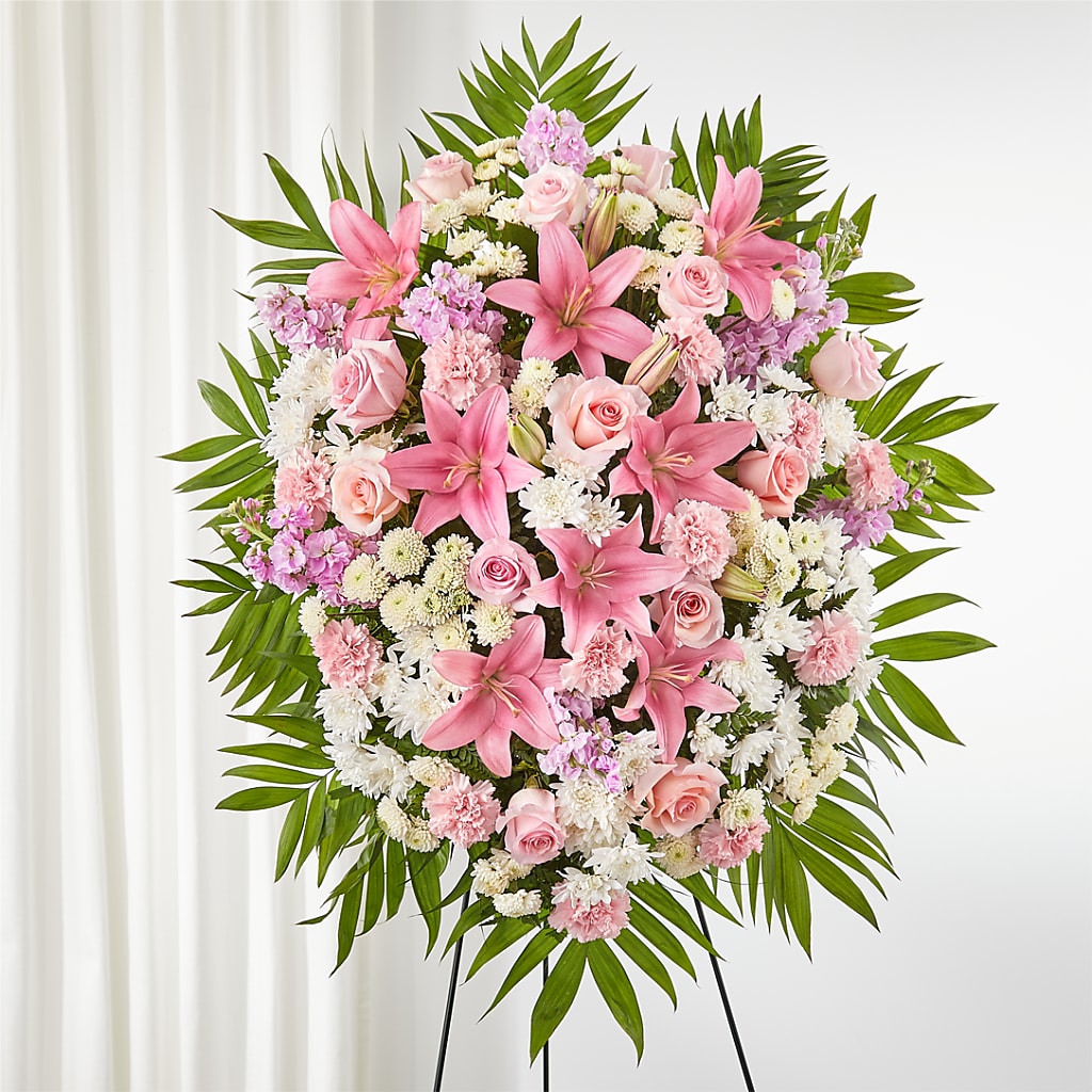 Offering Solace Standing Spray – Flowers By Sue, Bullard TX