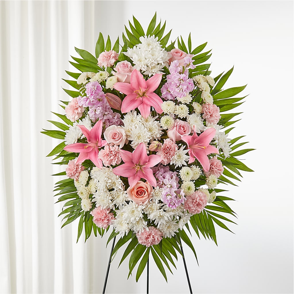 Offering Solace Standing Spray – Flowers By Sue, Bullard TX