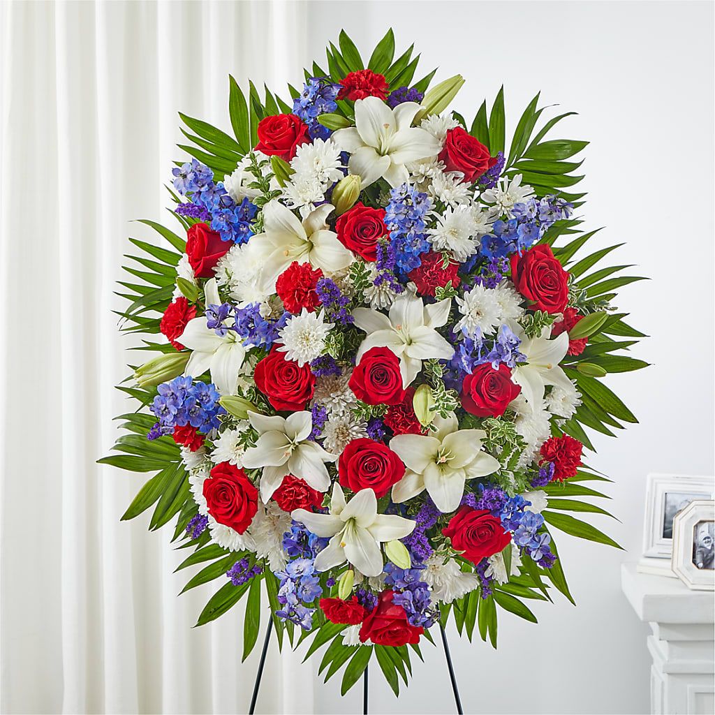 Cherished Service Standing Spray – Flowers By Sue, Bullard TX