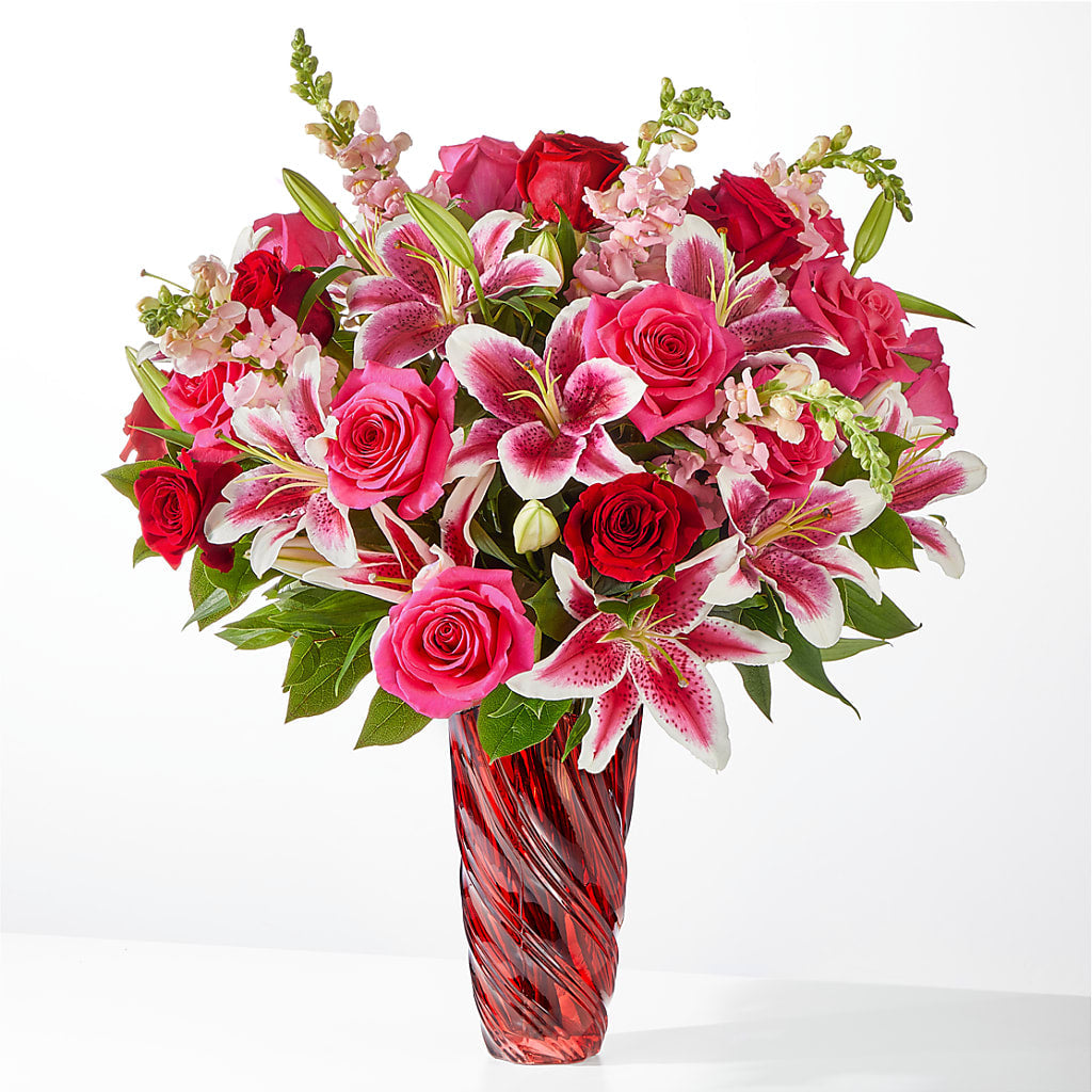 Always You Bouquet with Luxe Swirl Vase – Flowers By Sue, Bullard TX