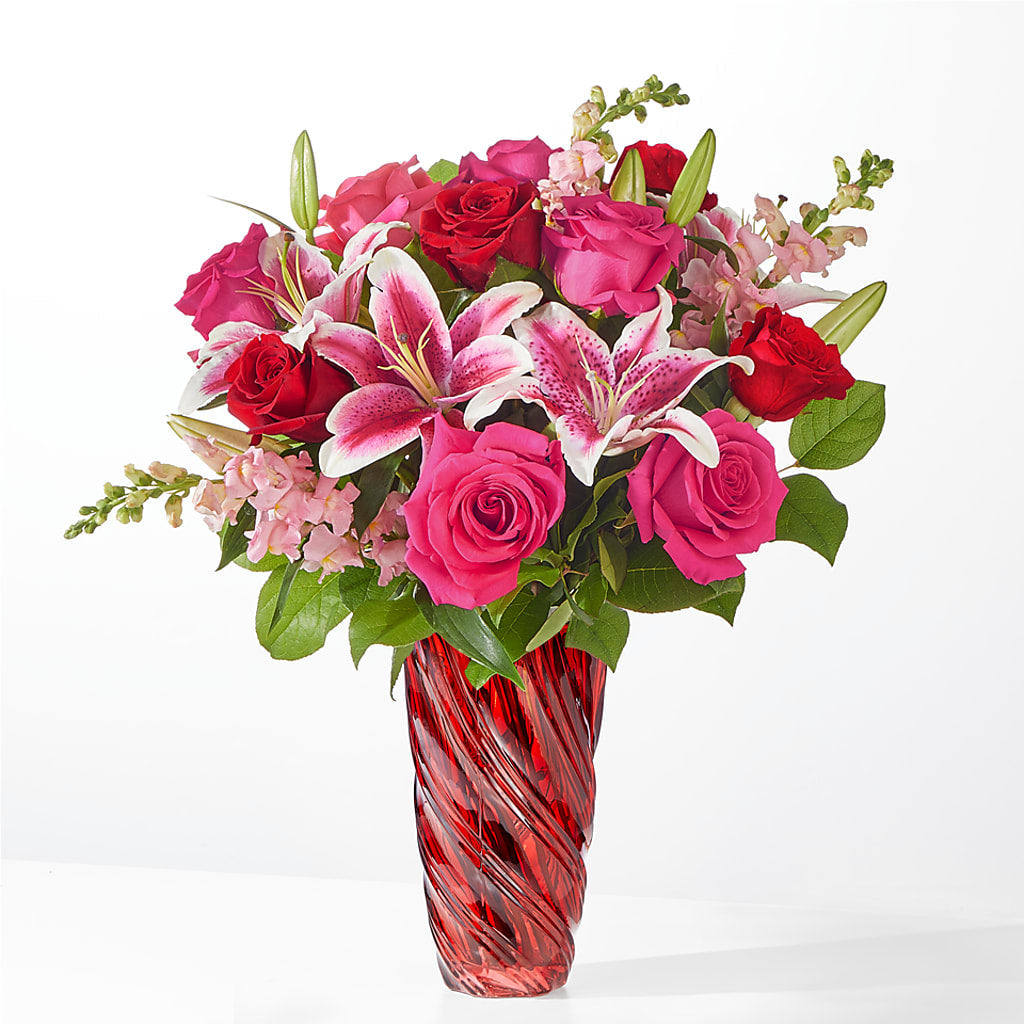 Always You Bouquet with Luxe Swirl Vase – Flowers By Sue, Bullard TX
