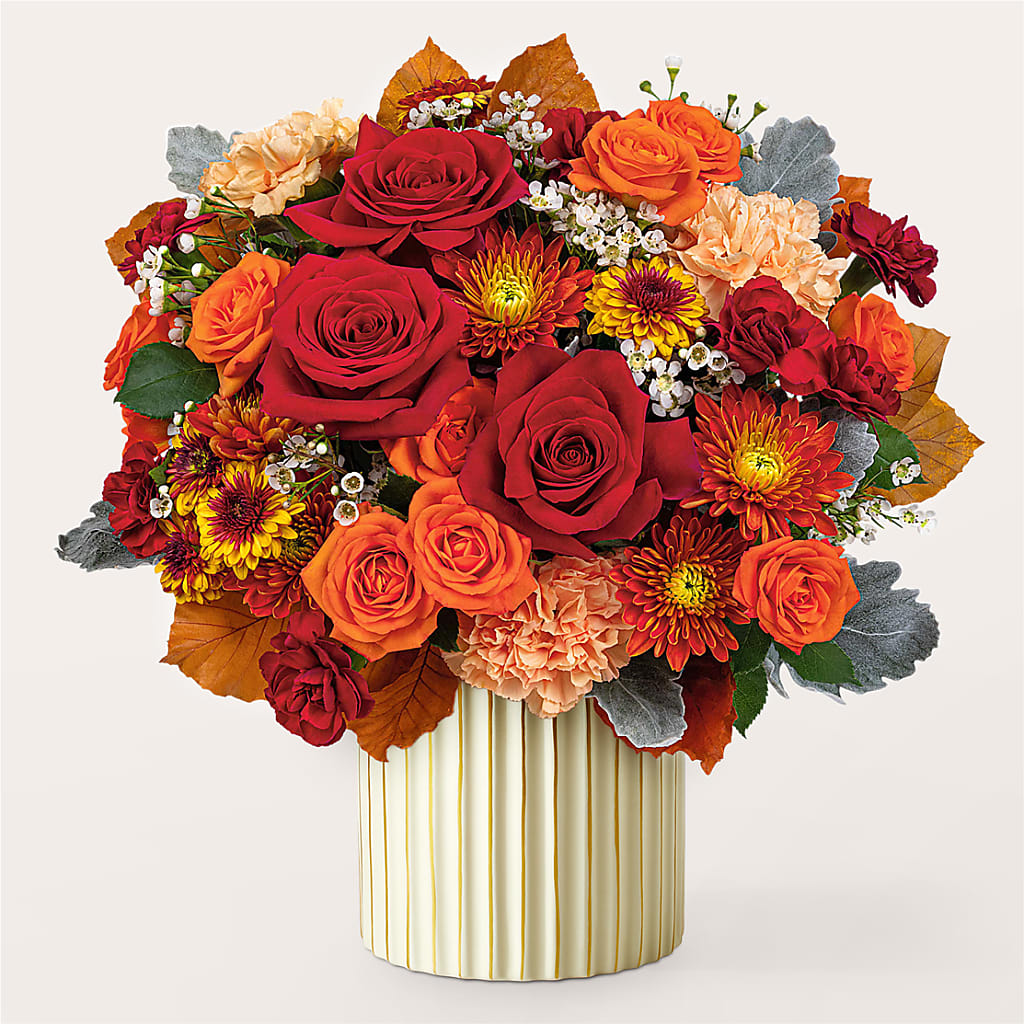Merlot Bouquet with Ivory Vase – Flowers By Sue, Bullard TX