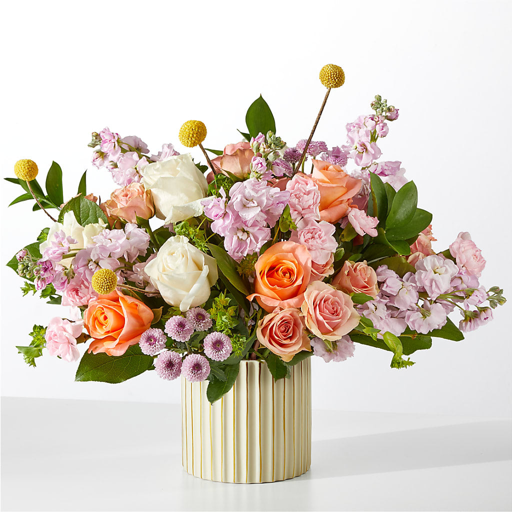 French Market Bouquet with Ivory Vase – Flowers By Sue, Bullard TX