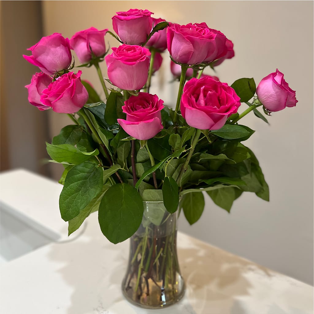 Long Stem Pink Rose Bouquet –  Flowers By Sue, Bullard TX