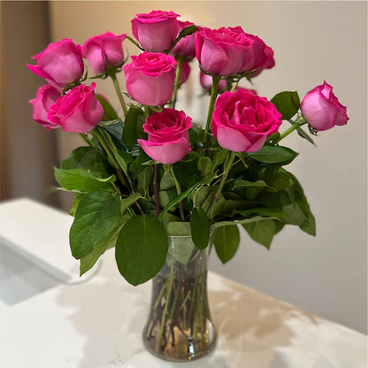 Long Stem Pink Rose Bouquet –  Flowers By Sue, Bullard TX