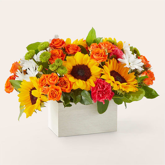 Sun-drenched Blooms Box Bouquet –  Flowers By Sue, Bullard TX