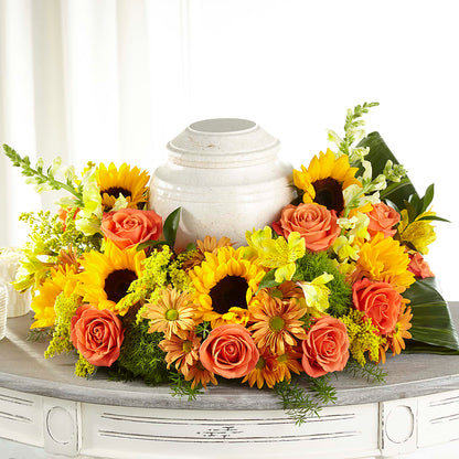 Faithful Sunflower Cremation Adornment –  Flowers By Sue, Bullard TX