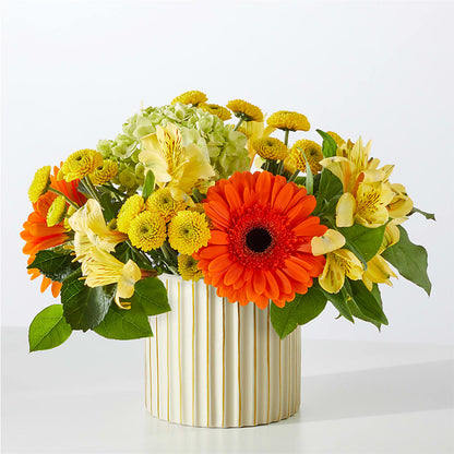 Autumn Sunshine Bouquet with Ivory Vase –  Flowers By Sue, Bullard TX