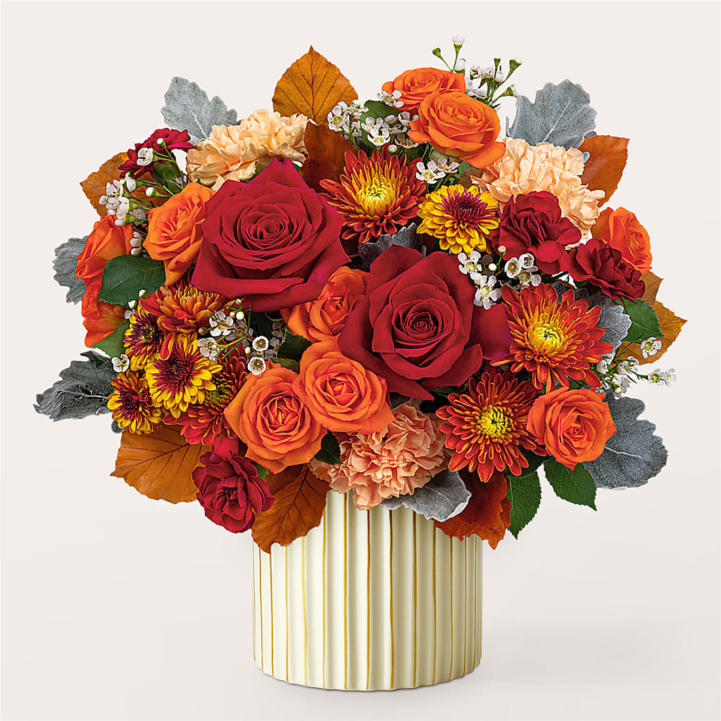 Merlot Bouquet with Ivory Vase –  Flowers By Sue, Bullard TX